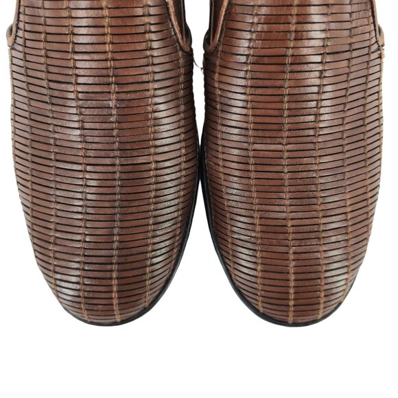 Vintage Bragano Italy Driving Casual Loafers Mens 8M Brown Basket Weave Slip-ons - Picture 8 of 11